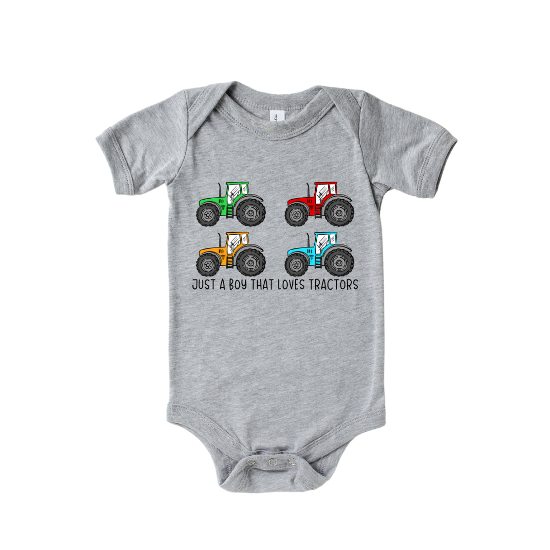 Just a Boy Who Loves Tractors Onesie