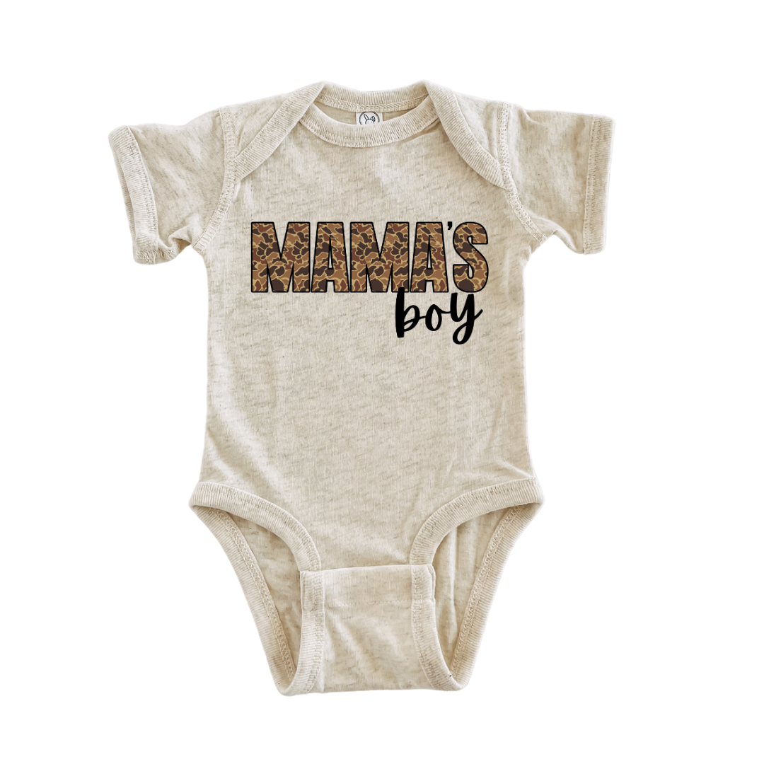 Mama’s Boy Brown Camo Onesie