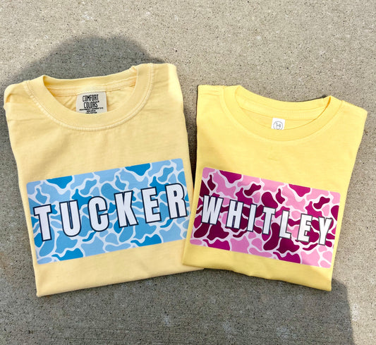 CUSTOM Pink Camo Name Plate Tee