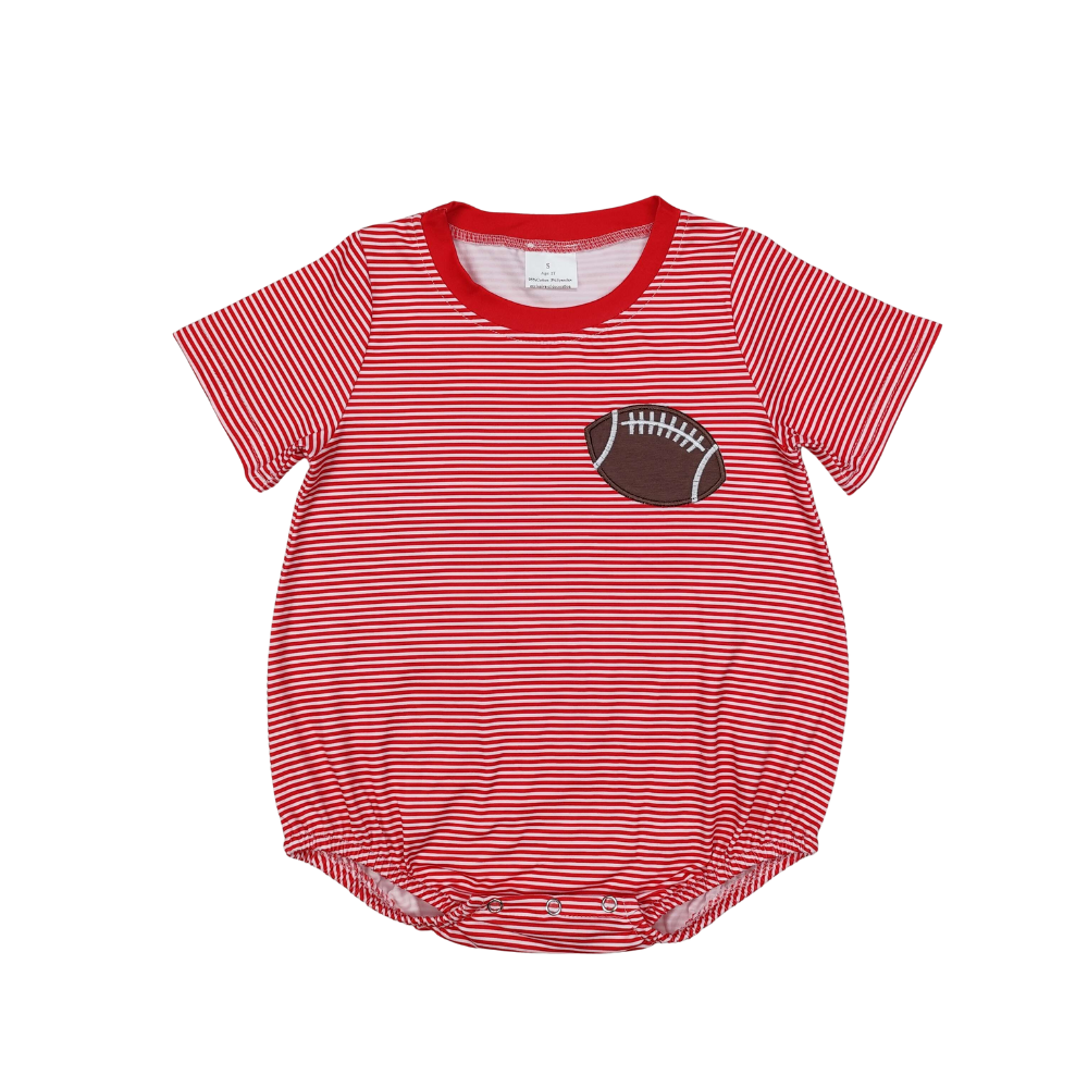 Red Striped Football Romper