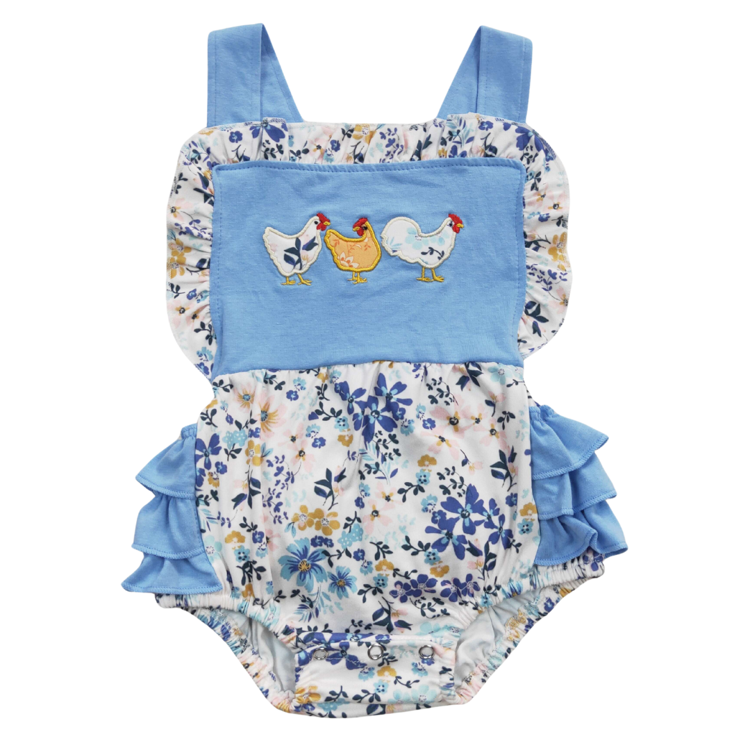 Floral Chicken Ruffle Romper