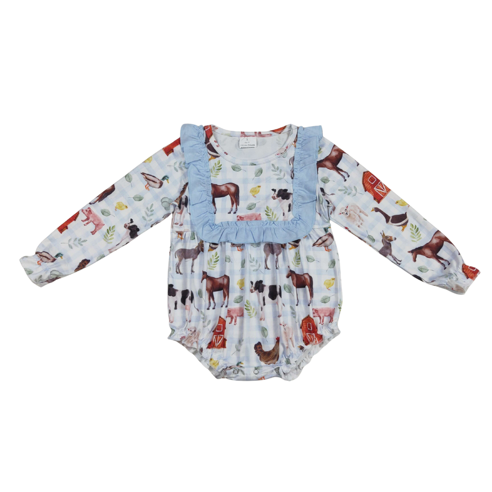 Farm Ruffle Long Sleeve Romper