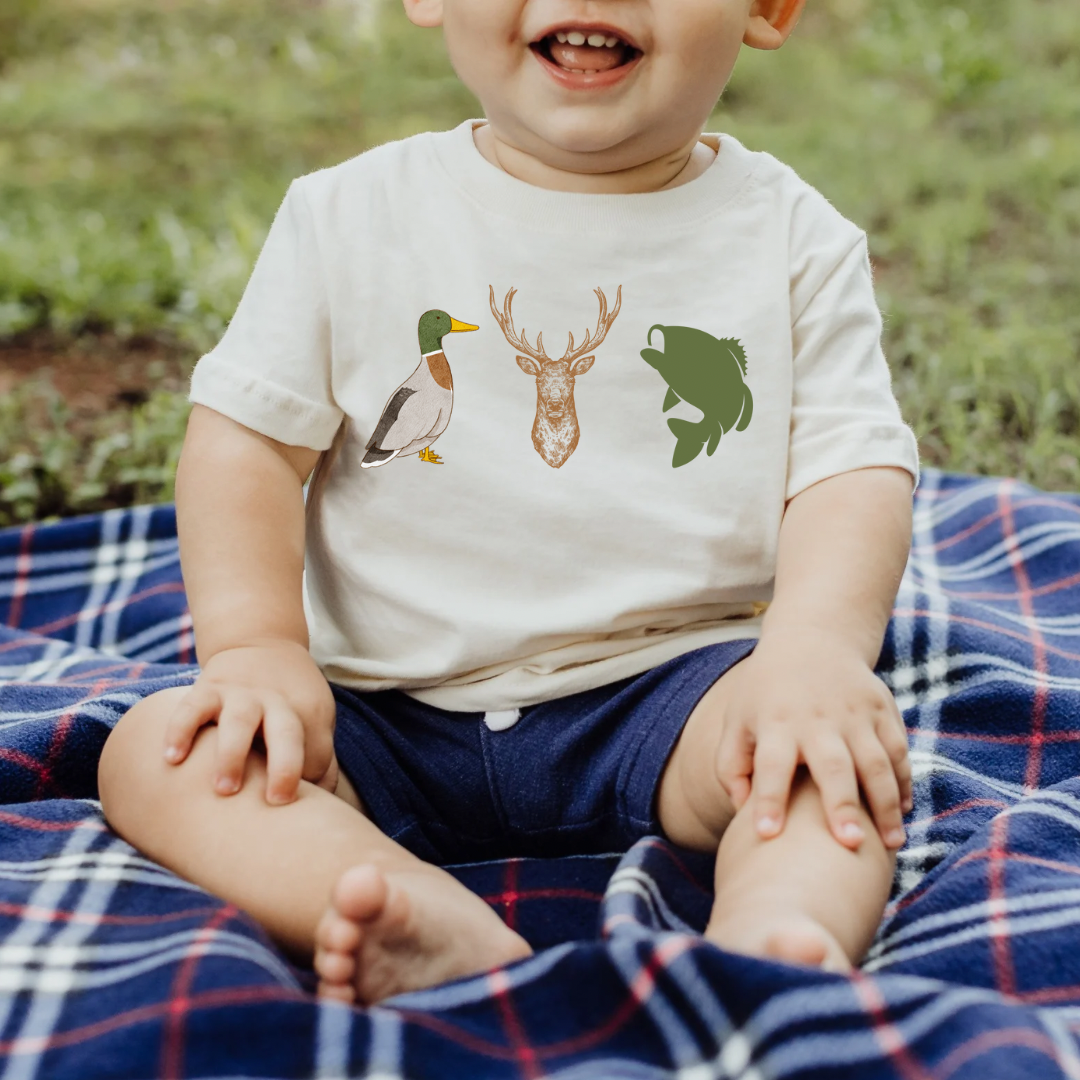 Ducks, Deers & Fish Tee - Natural