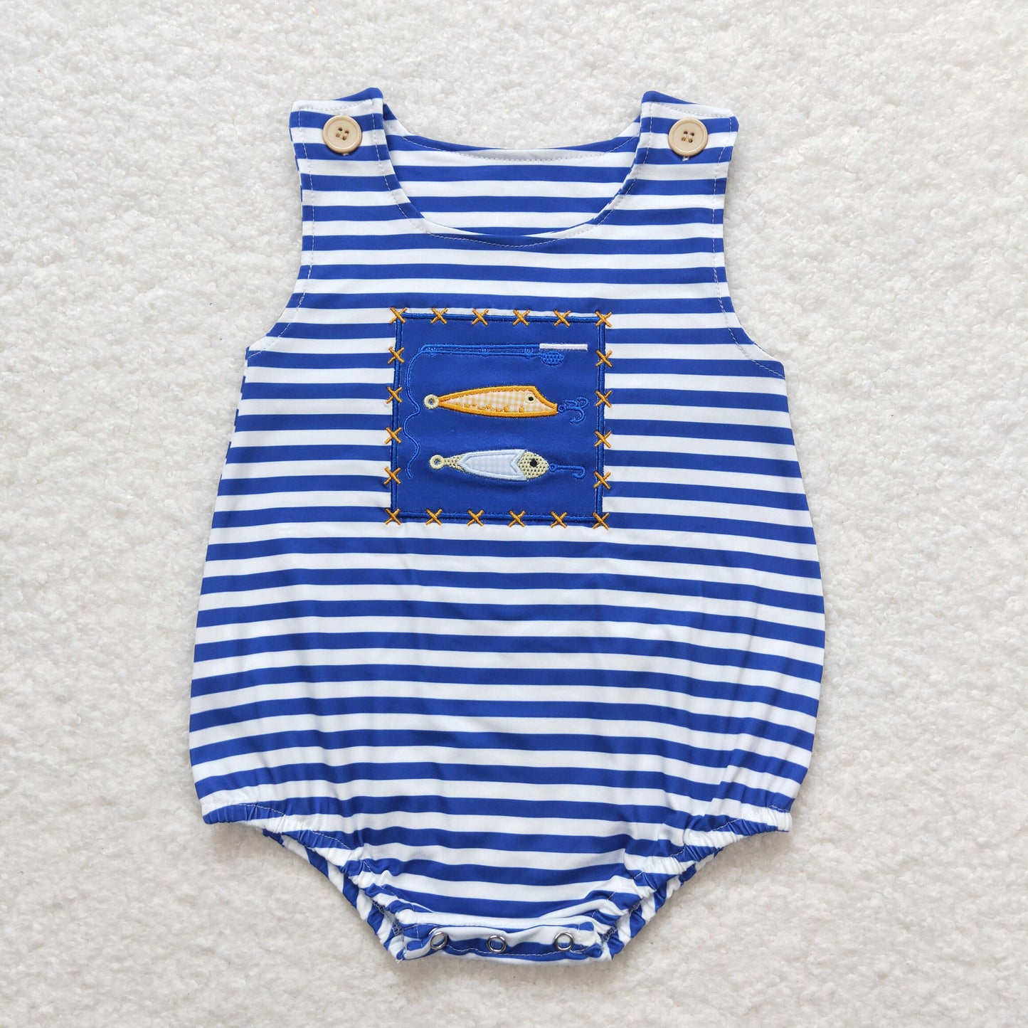 Blue Striped Embroidered Fishing Bubble