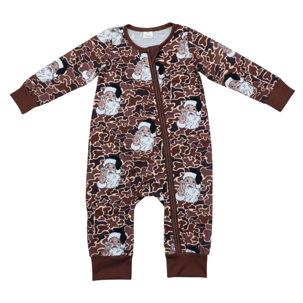 Retro Camo Santa Romper