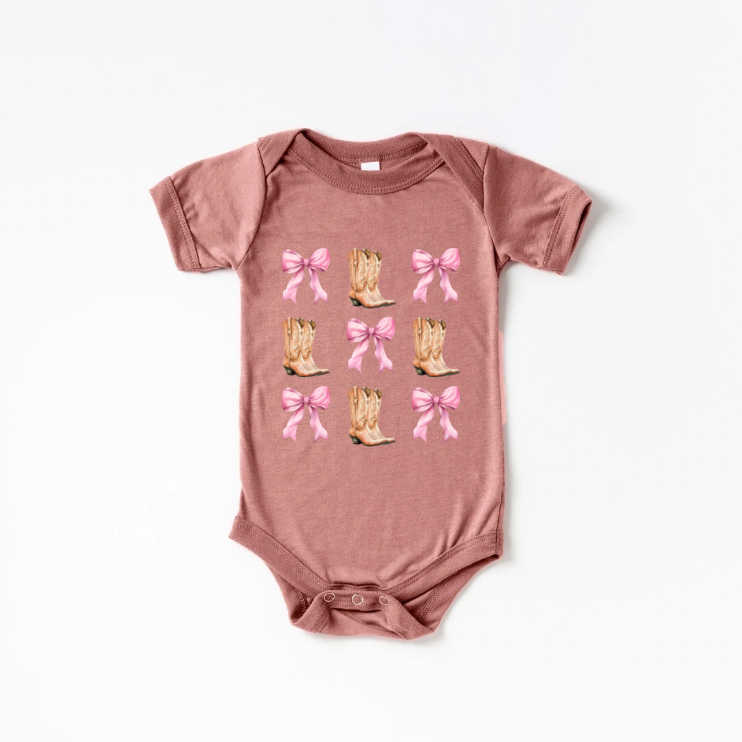 Cowgirl Boots & Bows Onesie