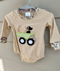 Hunting Puppy Truck Long Sleeve Romper - Preorder