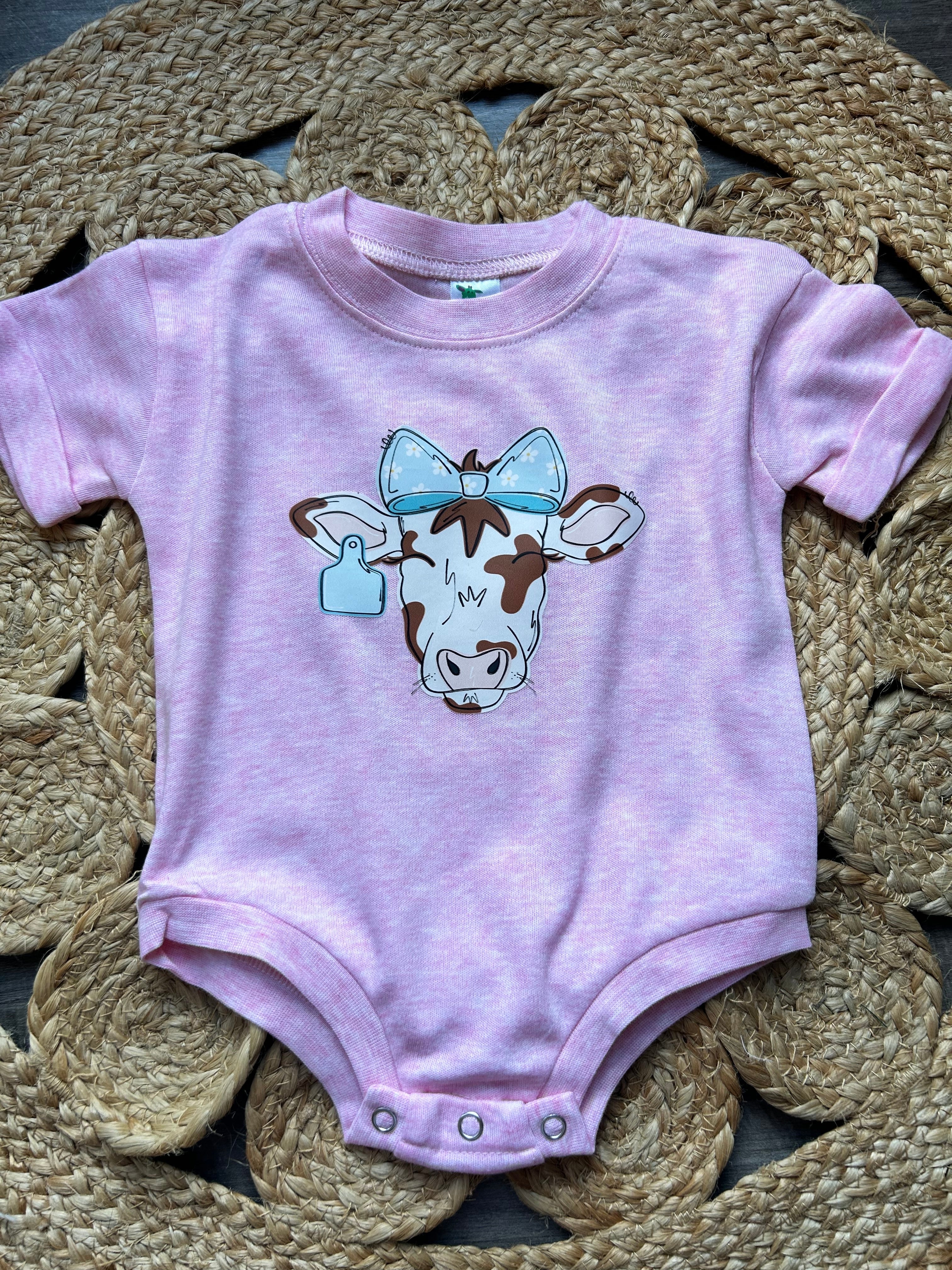 Retro Cows Girls Bubble - Pink