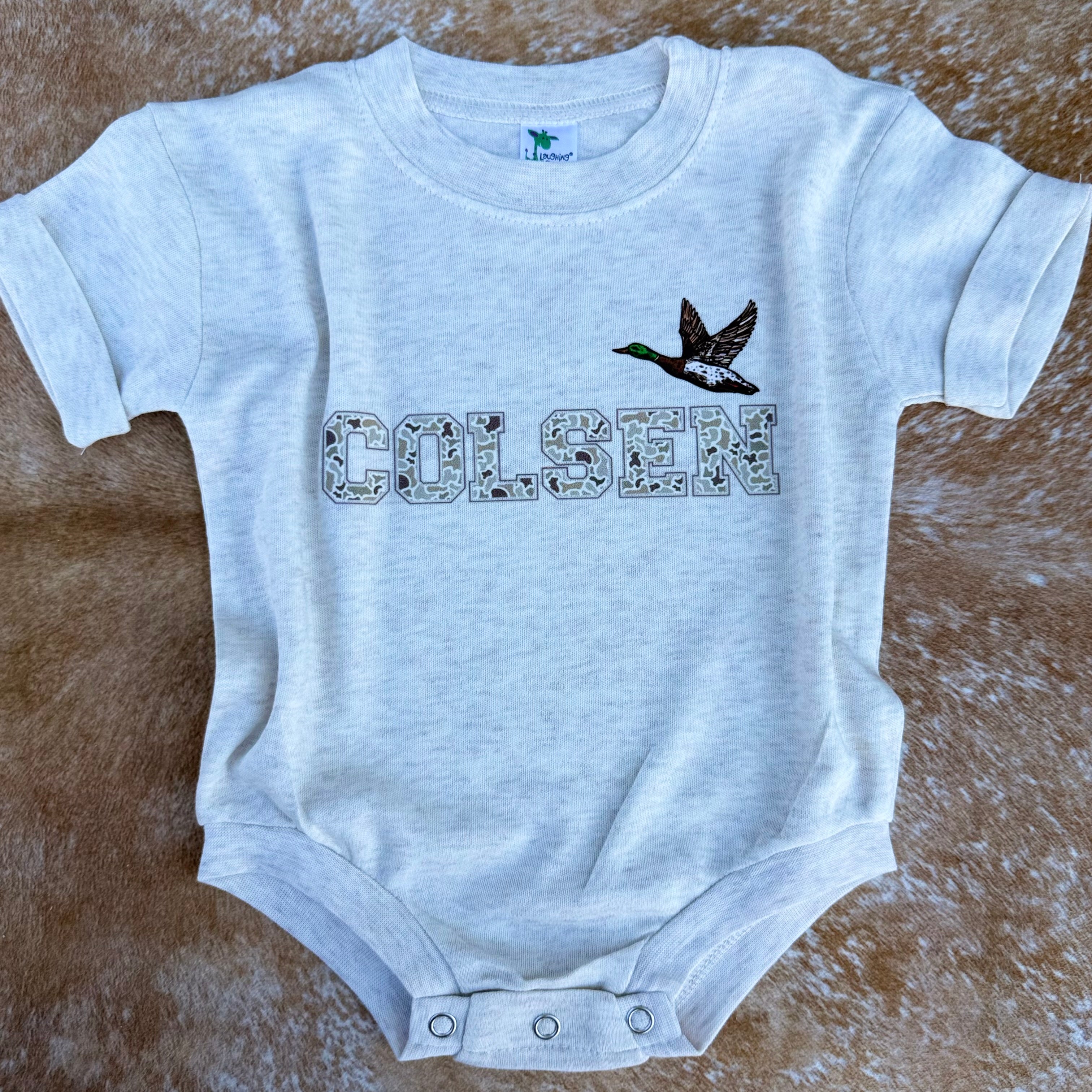Camo Flying Mallard Name Bubble - CUSTOM
