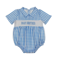 Smocked Baby Brother Blue Gingham Romper