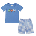 Blue Gingham Embroidered Chicken Set - Preorder