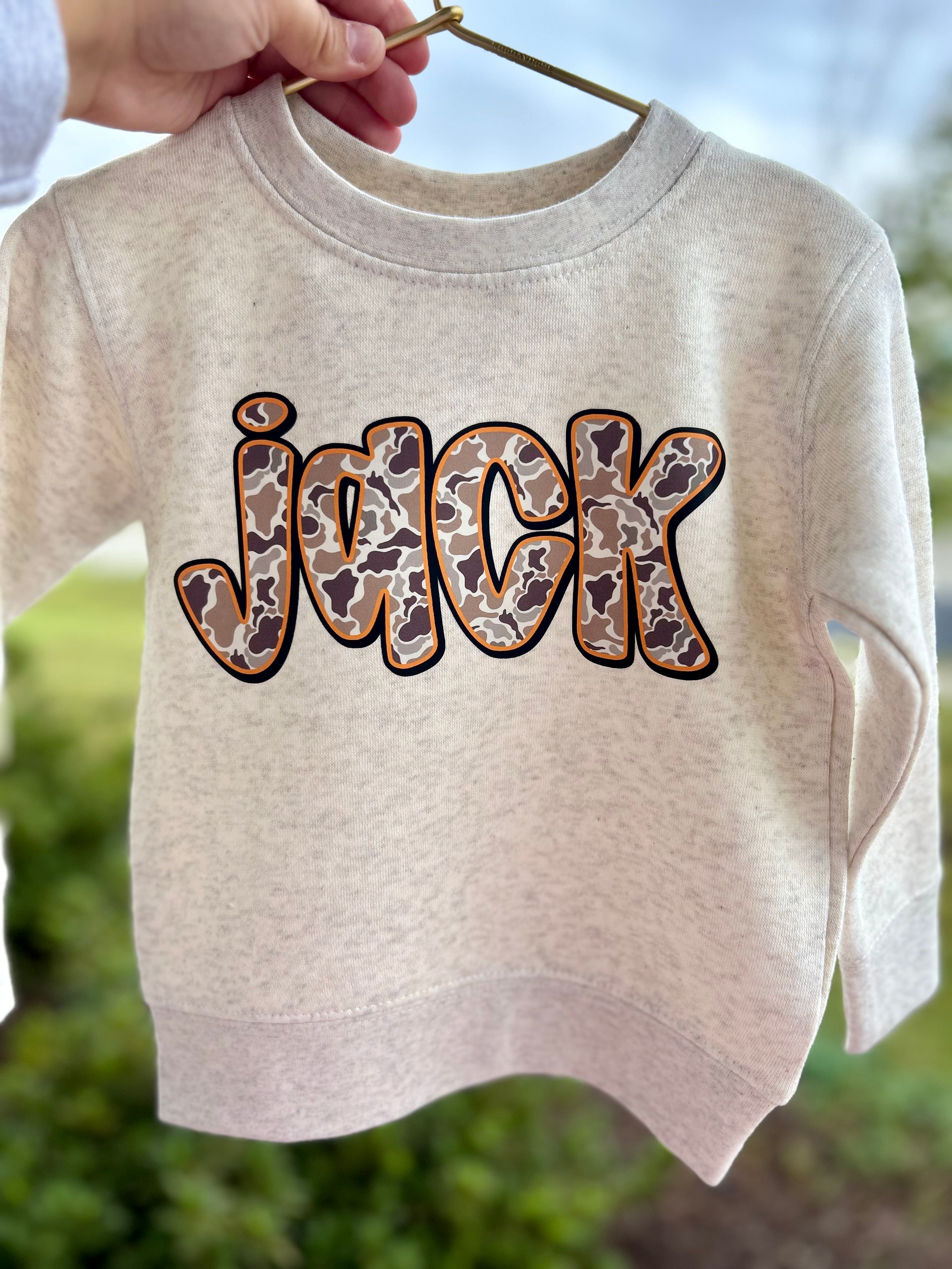 Camo Bubble Letter Name Crewneck - CUSTOM