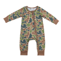 Brown Camo Zippy Romper - Preorder