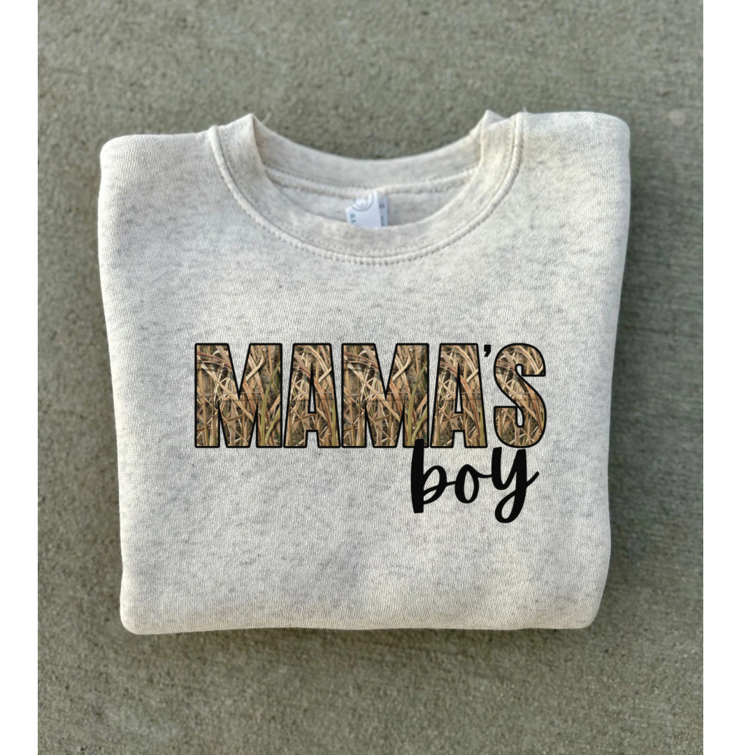 Tree Camo Mama’s Boy Crewneck