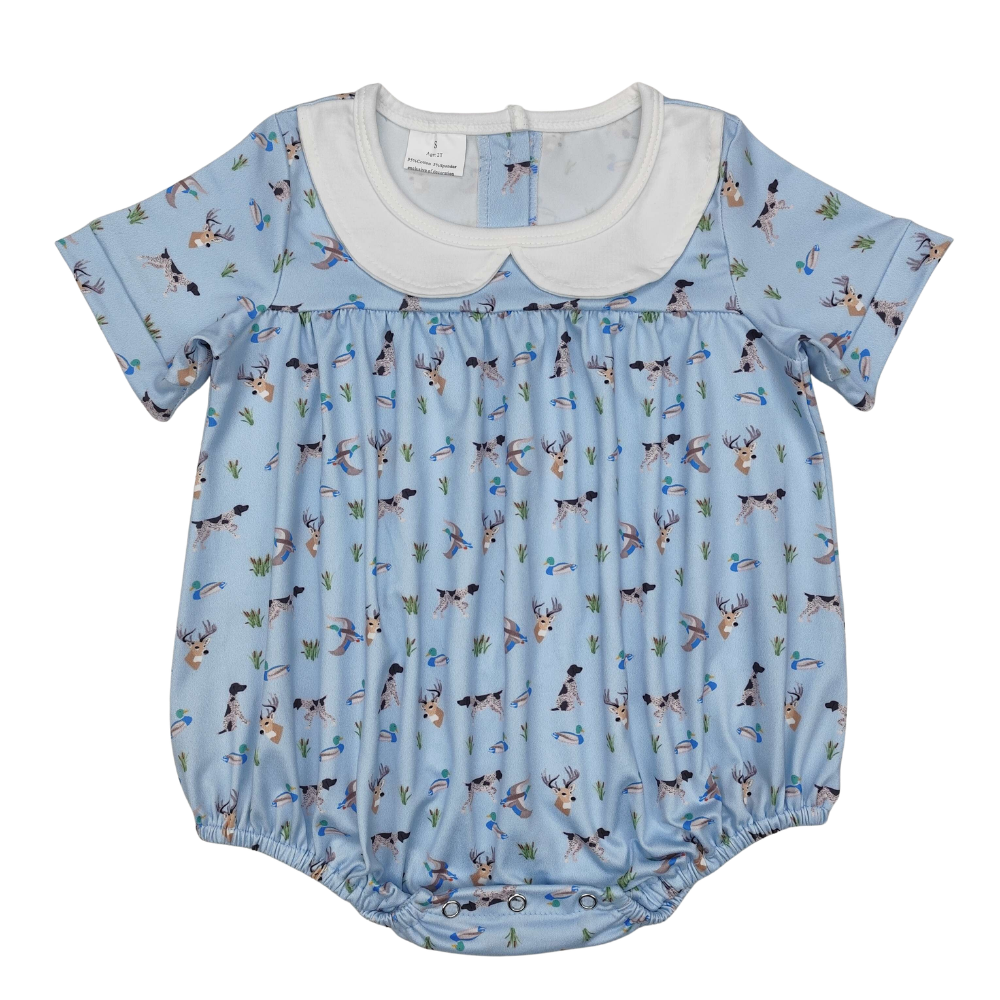 Ducks, Deer & Dogs Collar Romper - Preorder