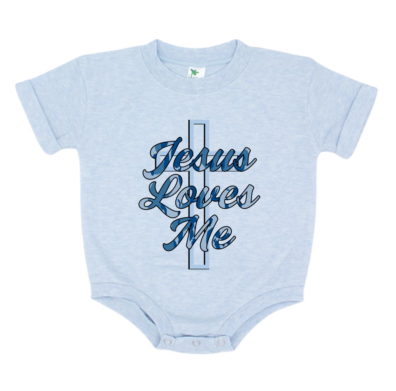 Blue Camo Jesus Loves Me Bubble | 2 colors