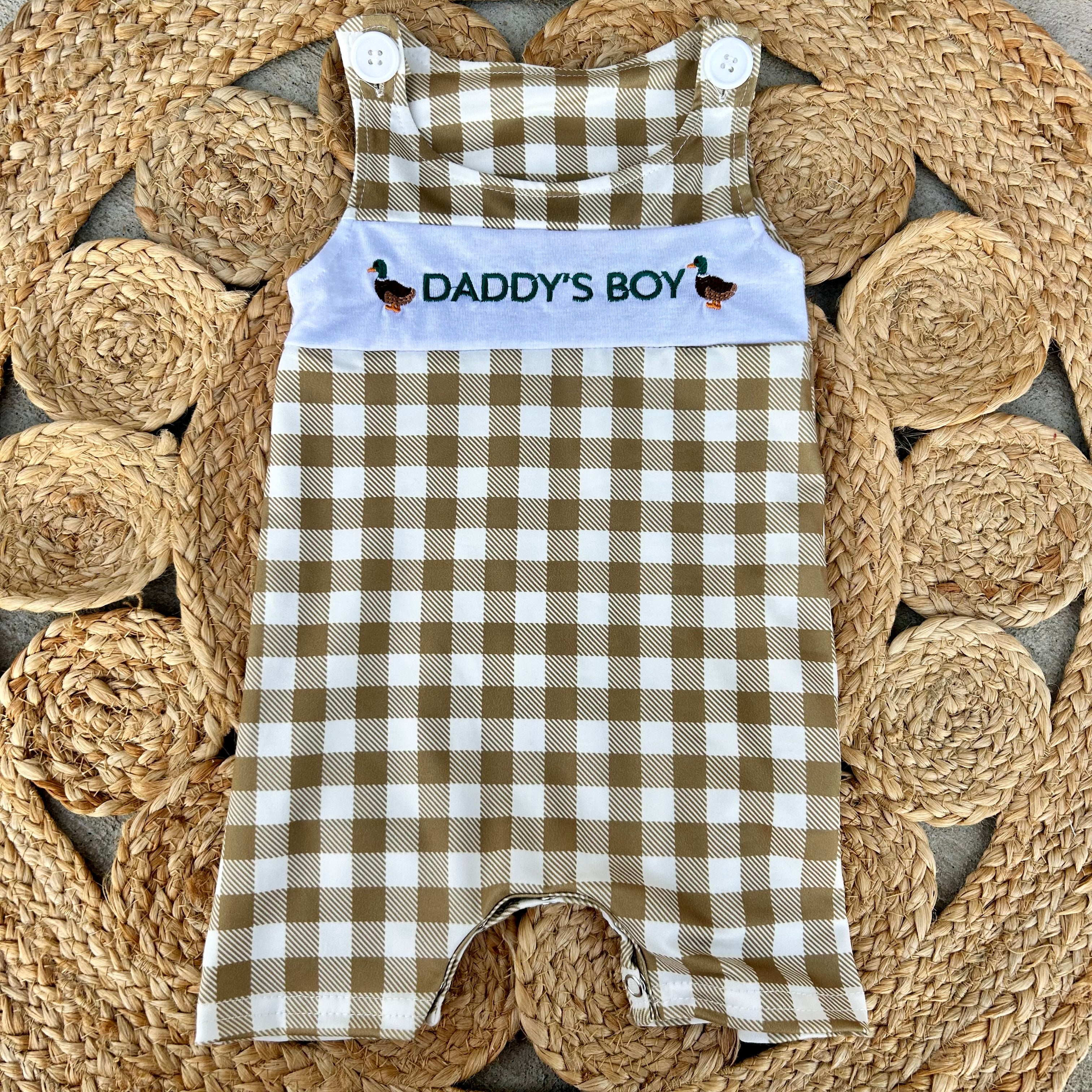 Daddy’s Boy Embroidered Mallard Romper - Preorder
