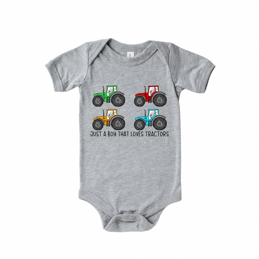 Just a Boy Who Loves Tractors Onesie