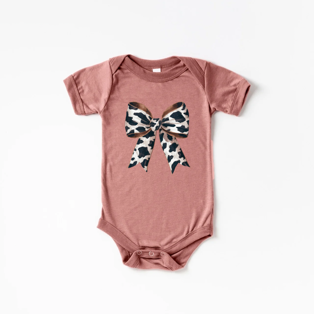 Cow Print Bow Onesie