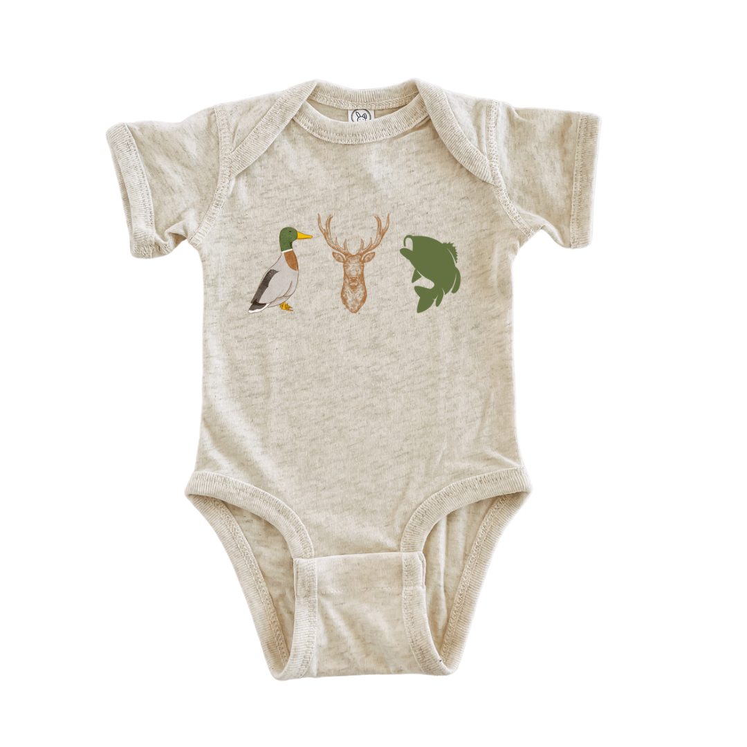 Duck, Deer, Fish Onesie