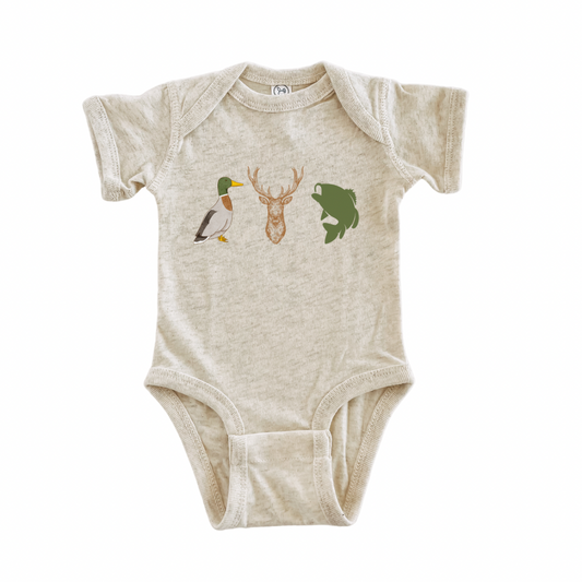 Duck, Deer, Fish Onesie
