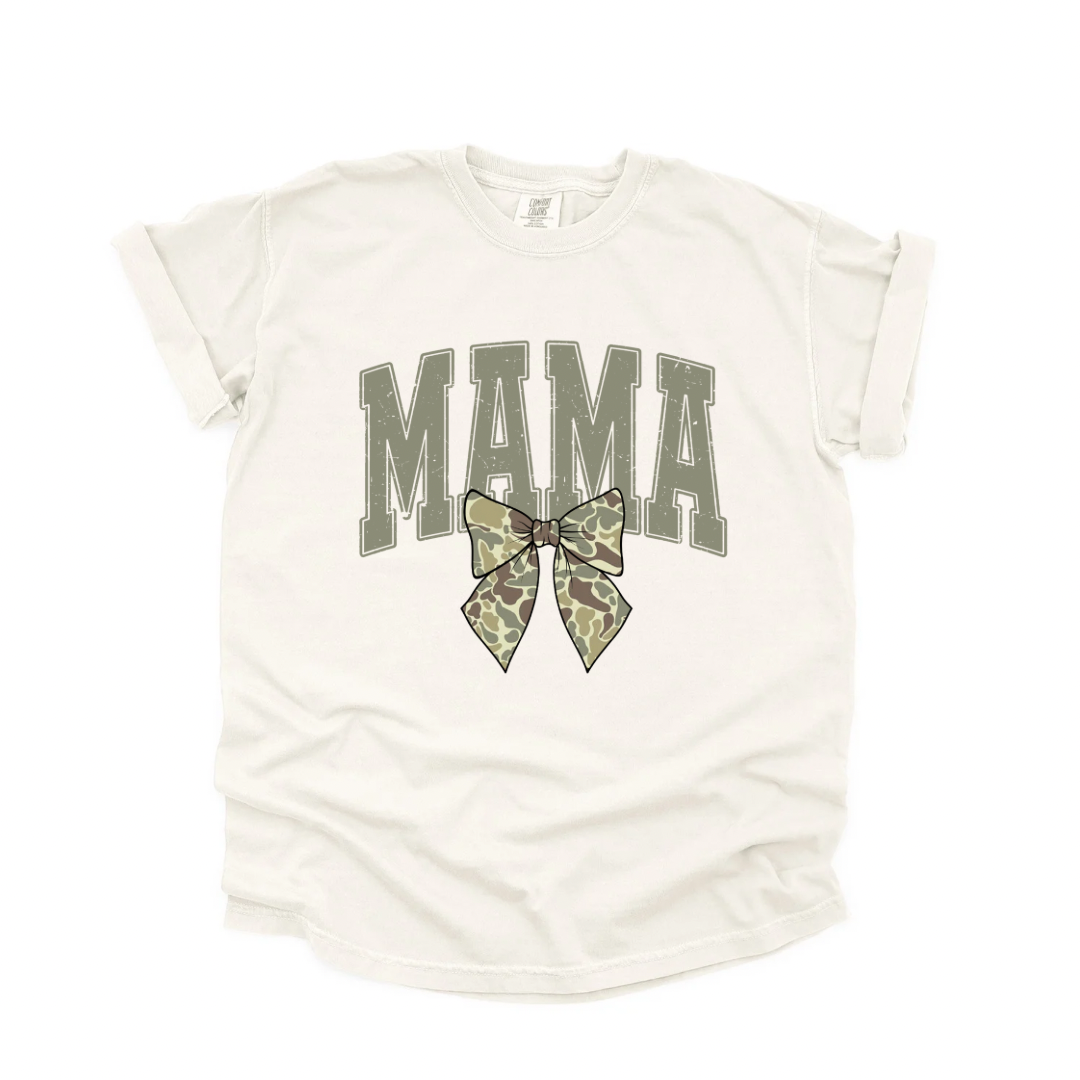 MAMA Camo Bow Graphic Tee - Ivory