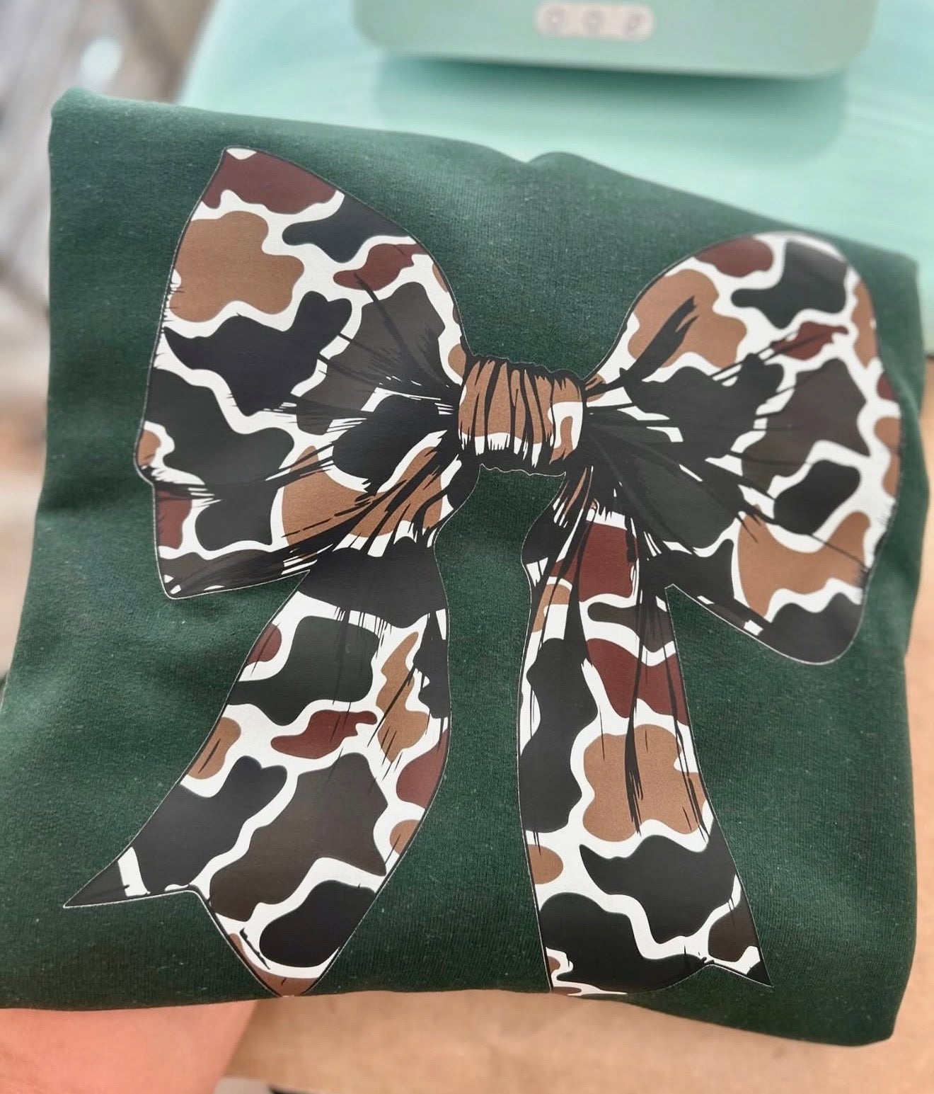 Retro Camo Bow Crewneck - Forest