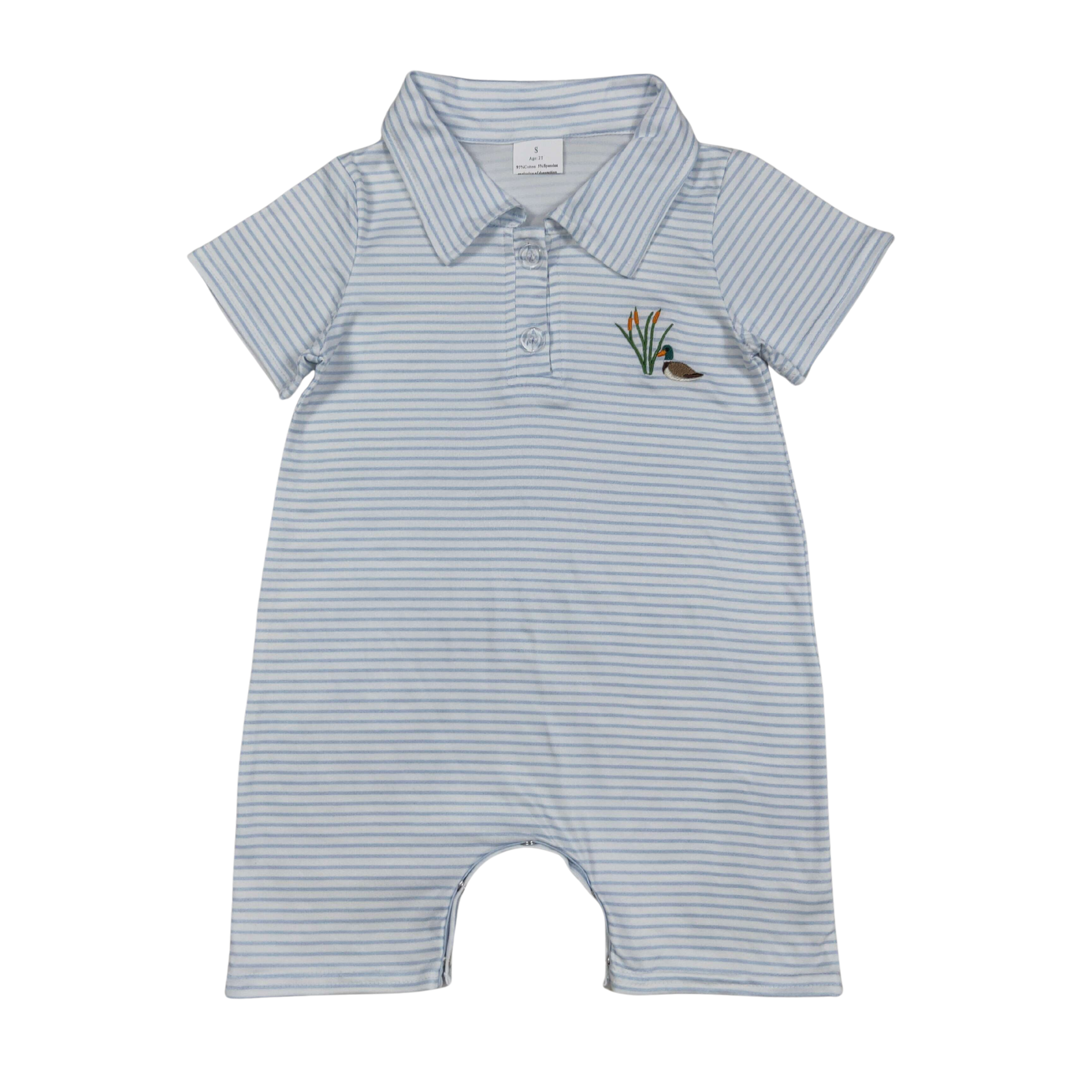 Striped Mallard Collard Romper - Preorder