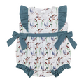 Ducks Ruffle & Bow Romper - Preorder