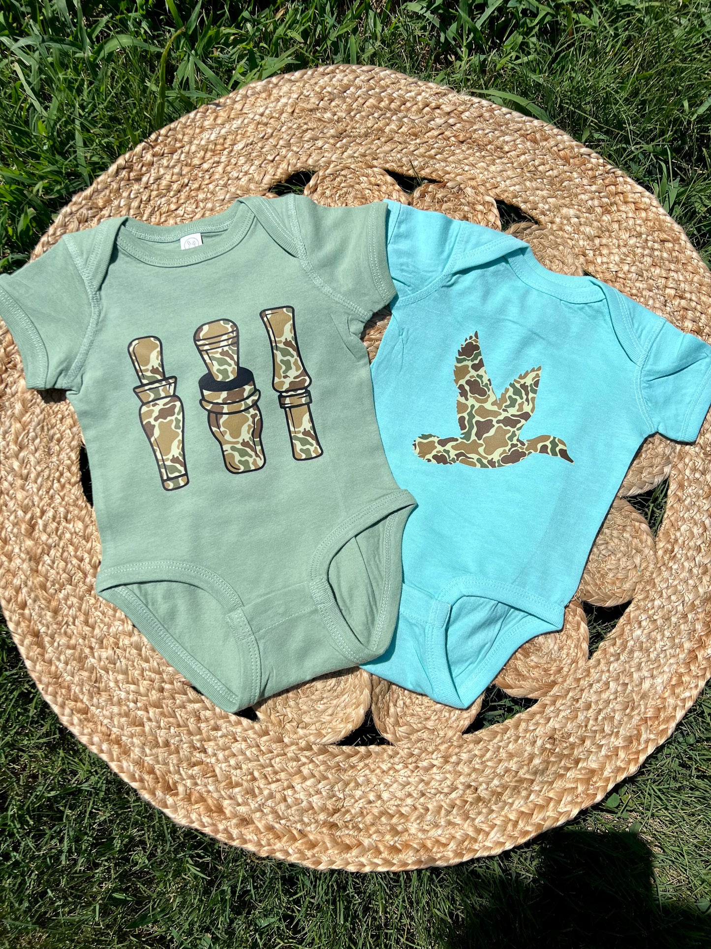 Camo Duck Calls - Sage Onesie Only