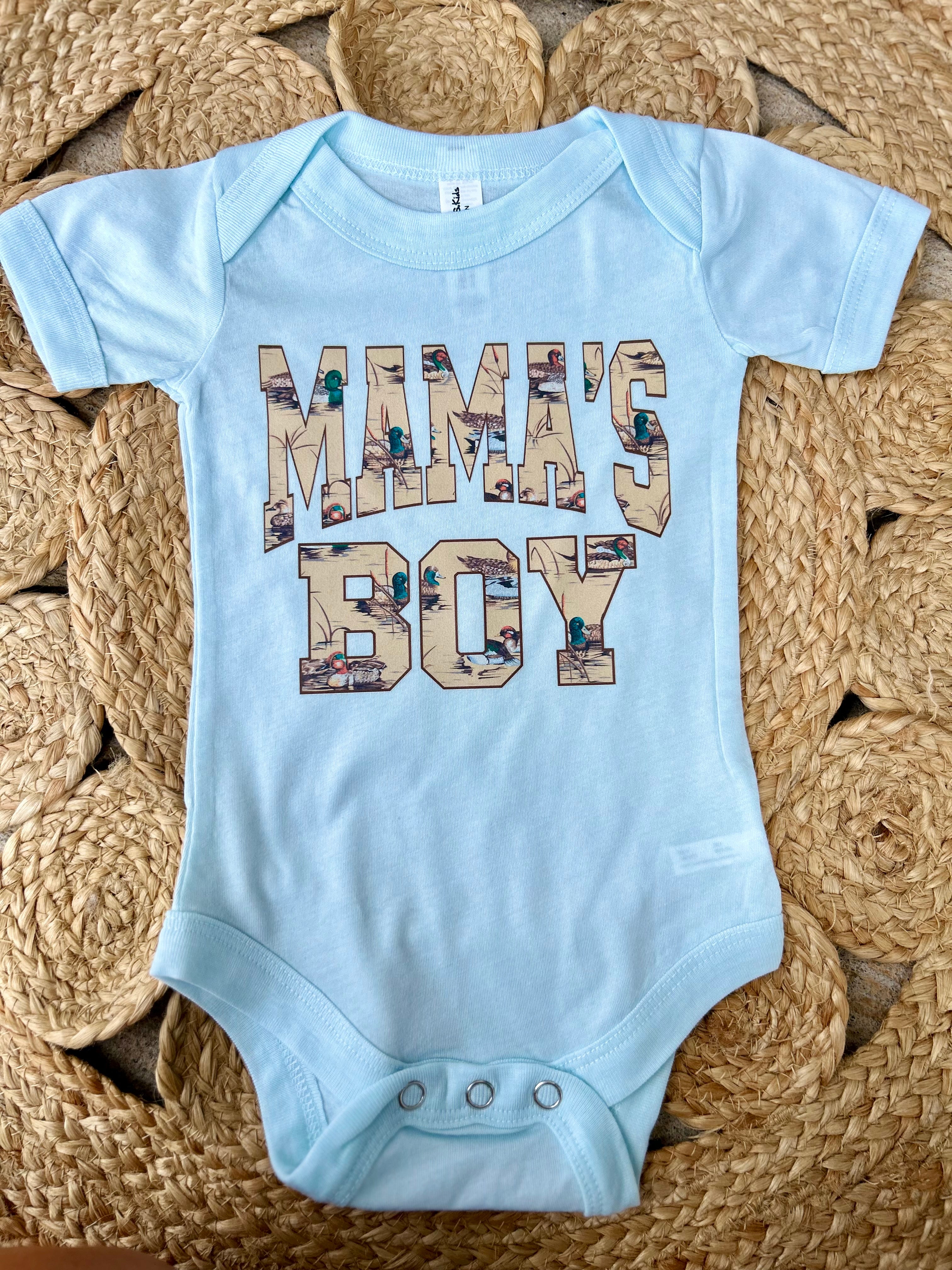 Mama’s Boy Duck Print Onesie - Blue