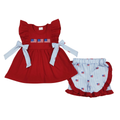 Embroidered American Flags Bow Set - Preorder