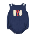 Navy Appliqué Crawfish Romper - Preorder