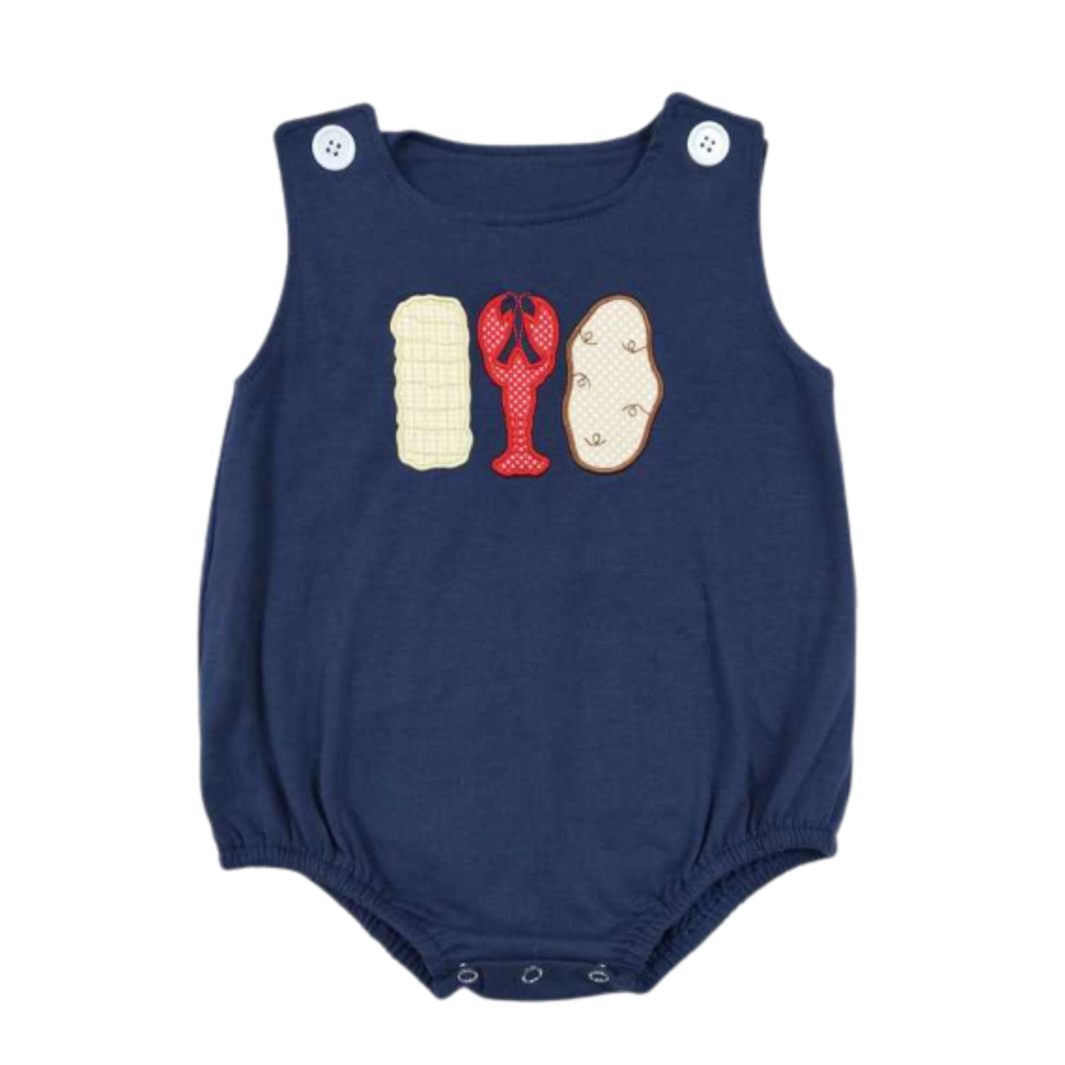 Navy Appliqué Crawfish Romper - Preorder