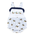 Embroidered Ducks Striped Romper - Preorder