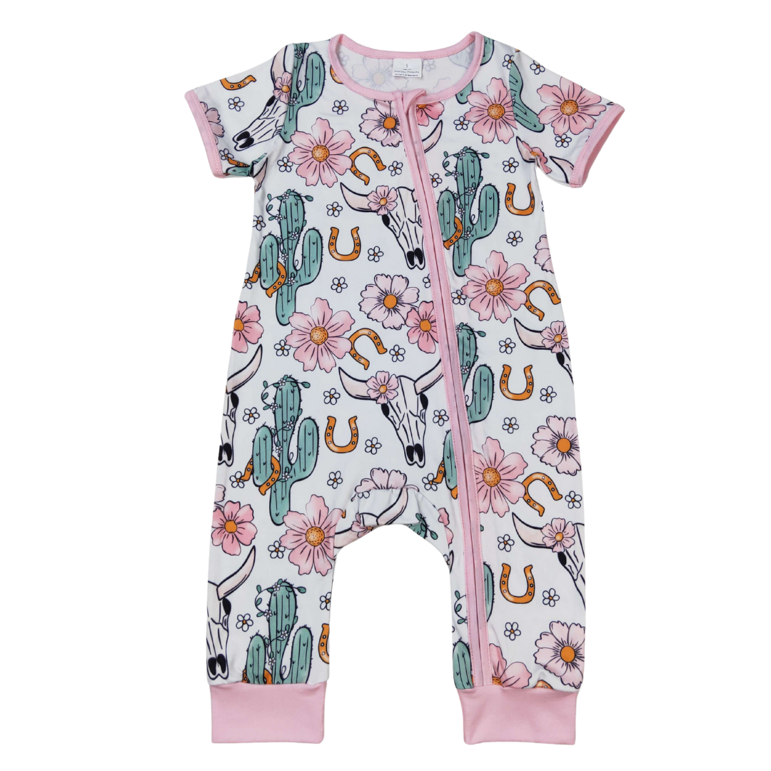 Pink Western Girls Zippy Romper