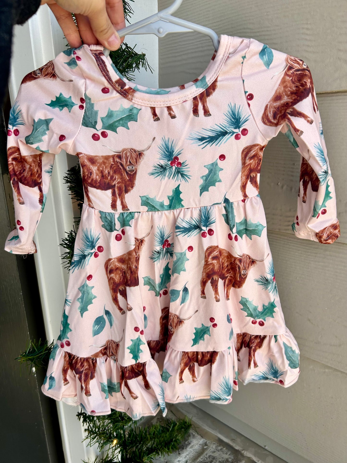 Highland Cow Christmas Dress