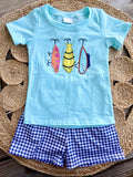 Embroidered Fishing Lure Shorts Set - Preorder