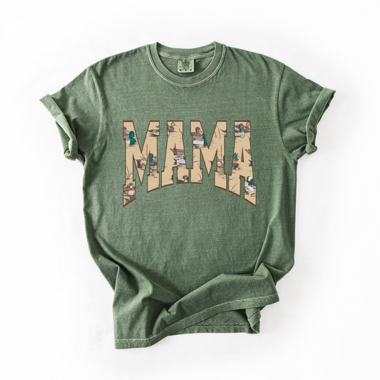 Duck Print MAMA Comfort Colors Tee - Moss