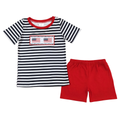 Black & White Striped Embroidered Flag Set - Preorder