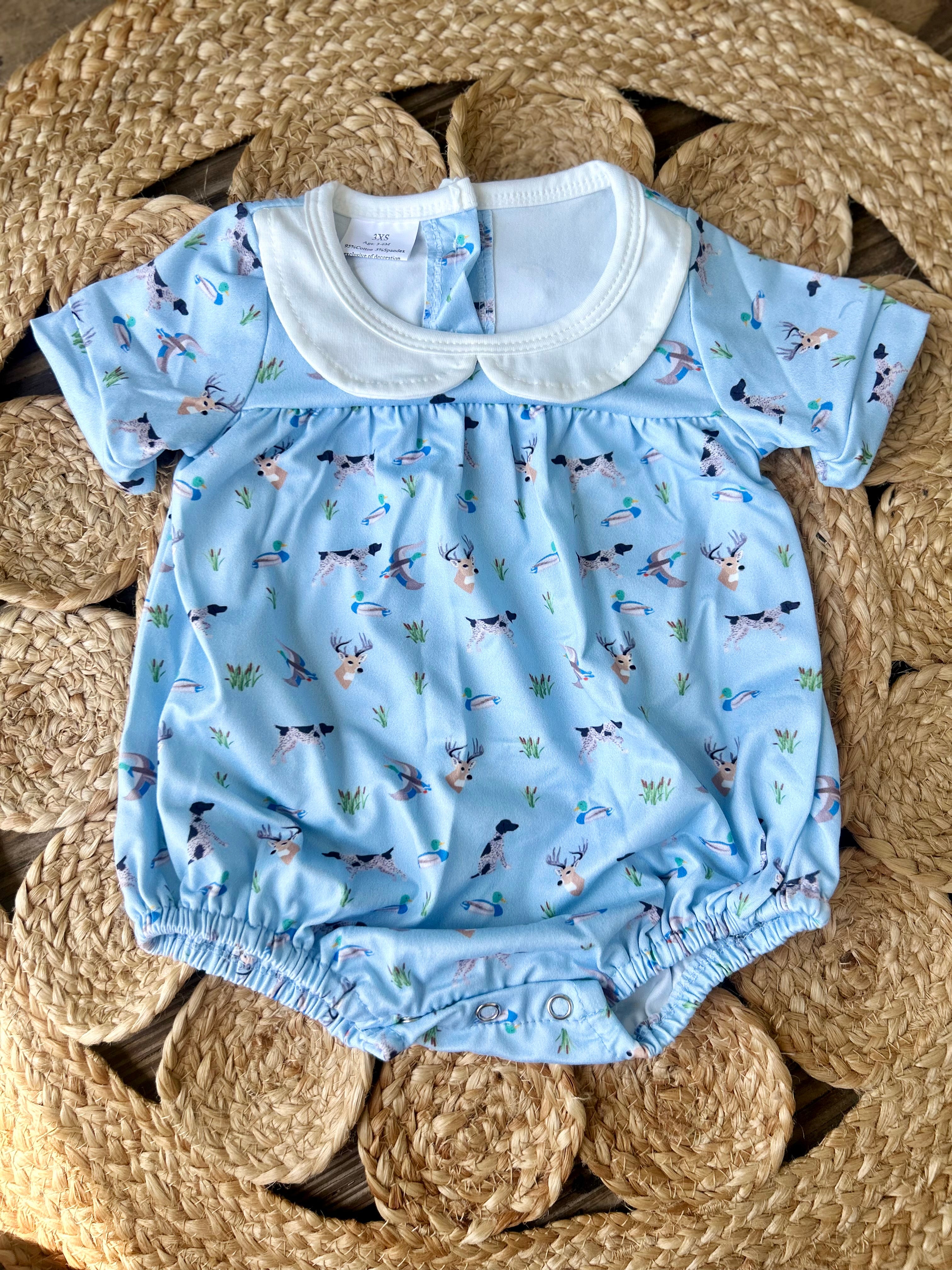 Ducks, Deer & Dogs Collar Romper - Preorder