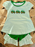 Embroidered Green Polka Dot Farm Set - Preorder