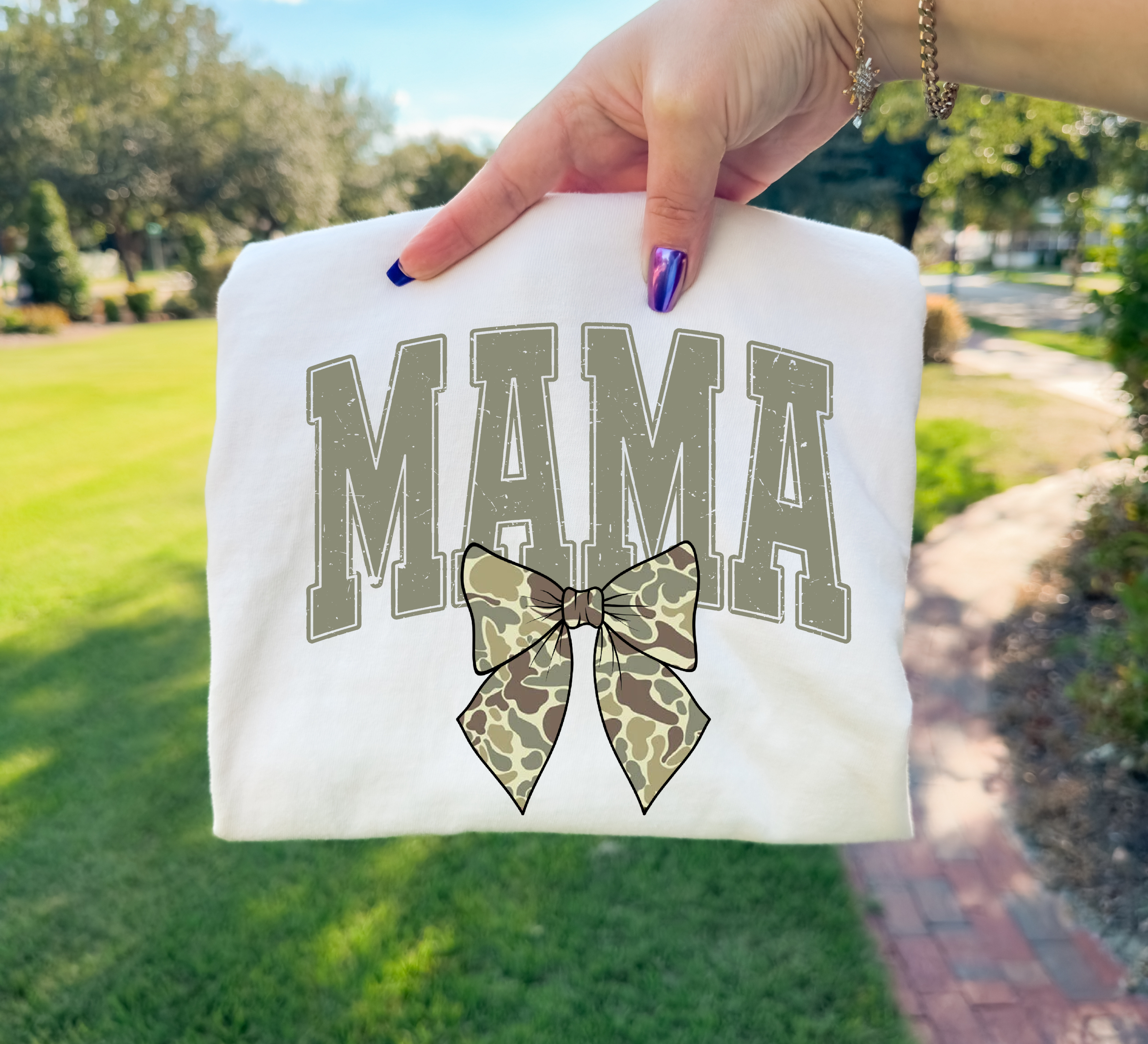 Camo MAMA Bow Tee | Ivory