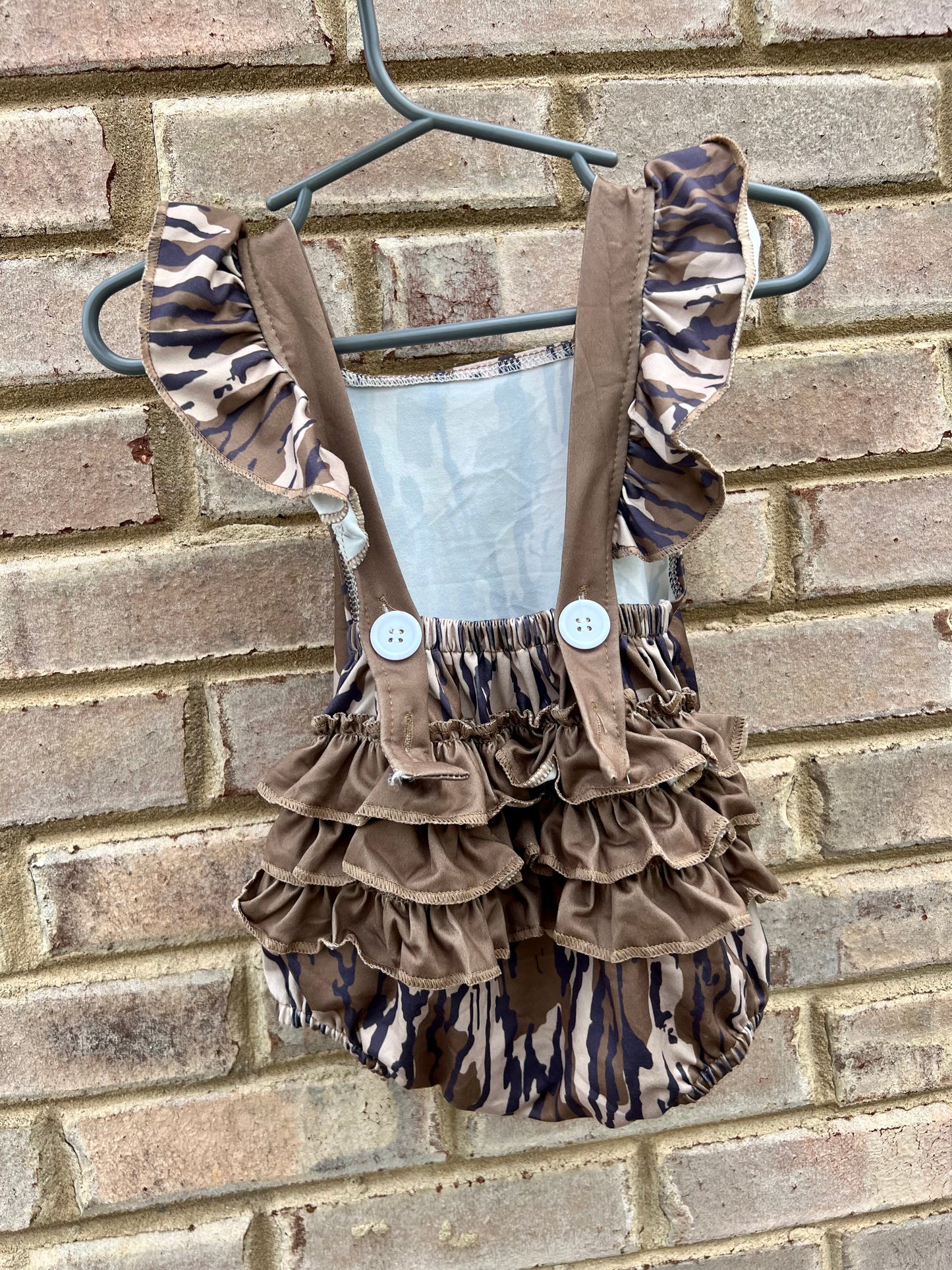 Dark Camo Ruffle Romper