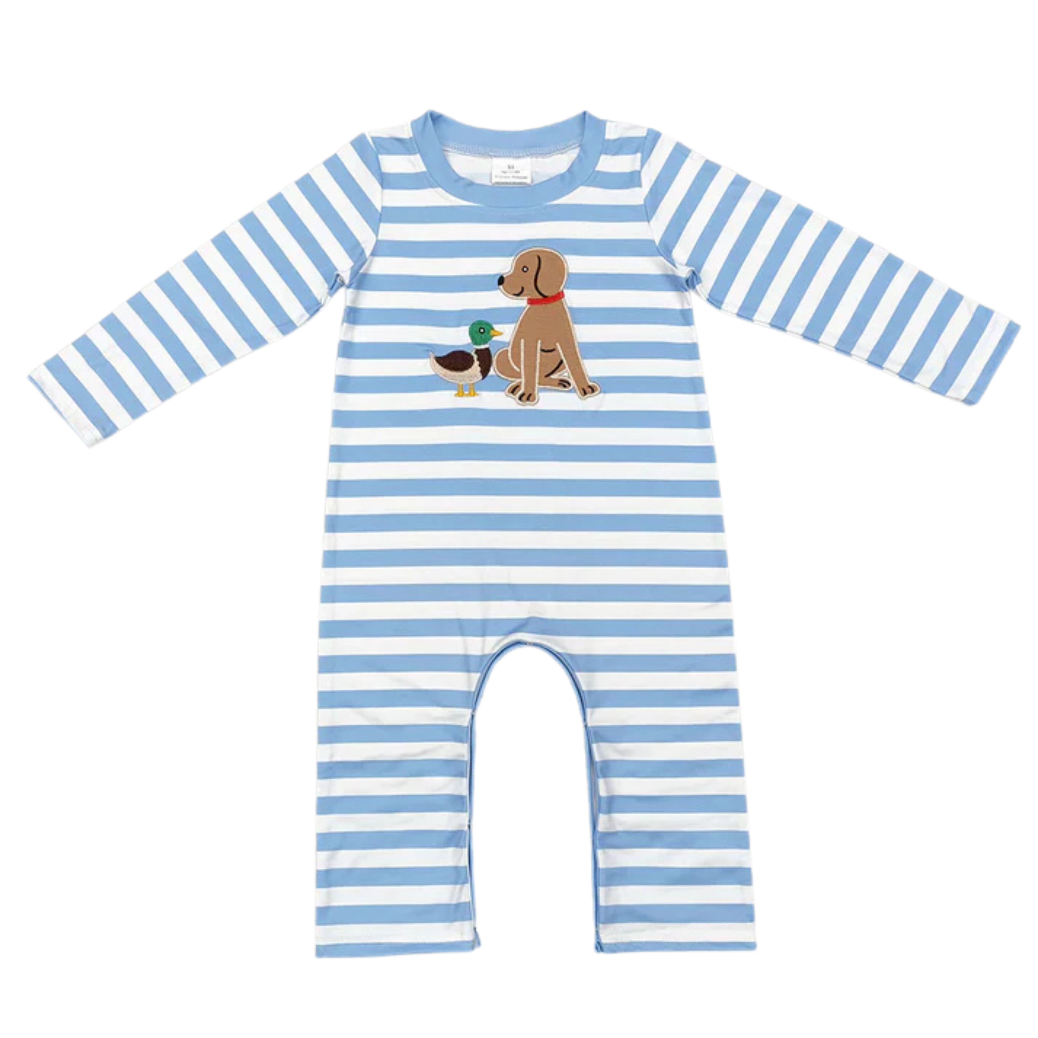 Striped Puppy & Duck Long Romper - Preorder