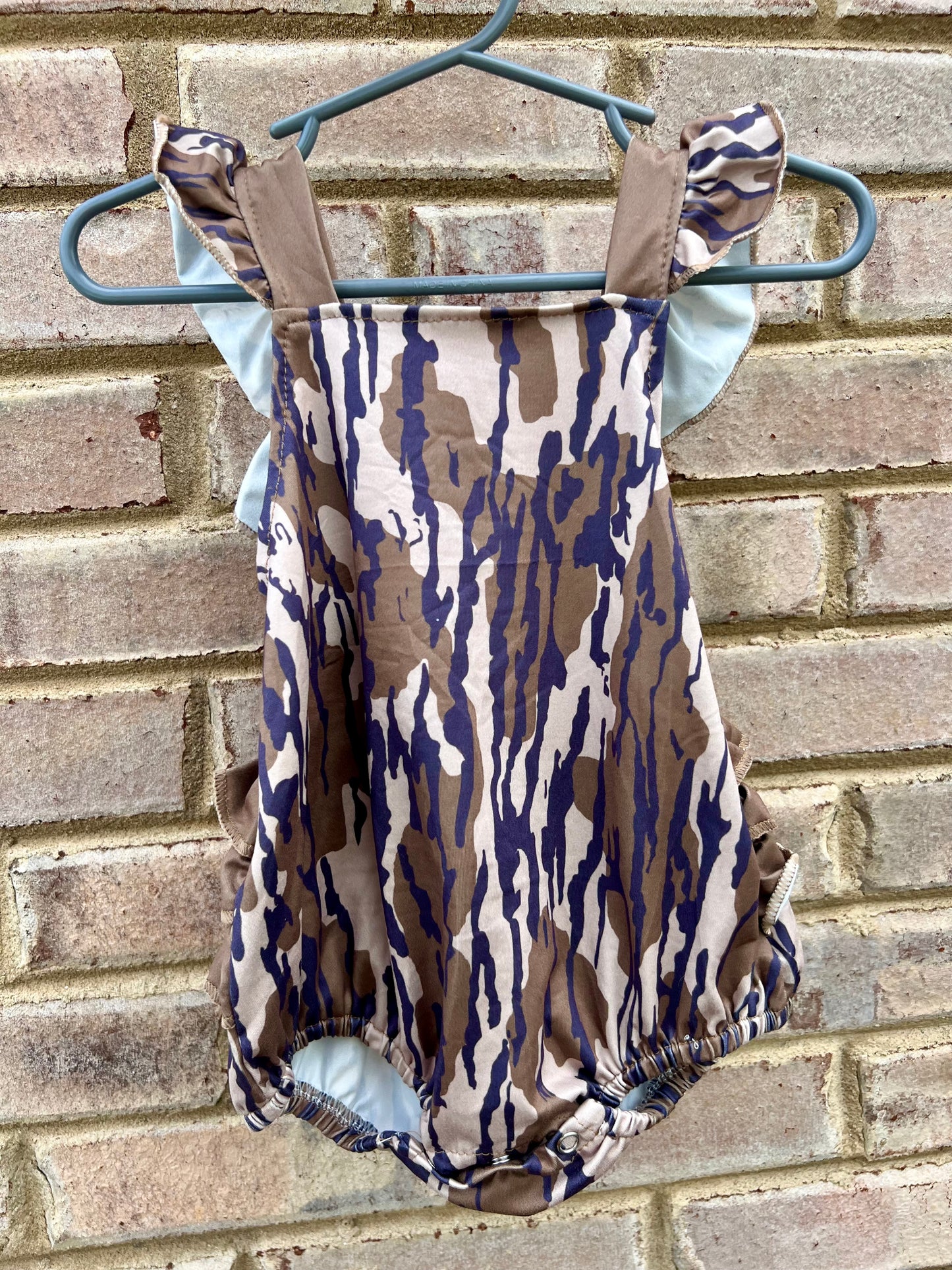 Dark Camo Ruffle Romper