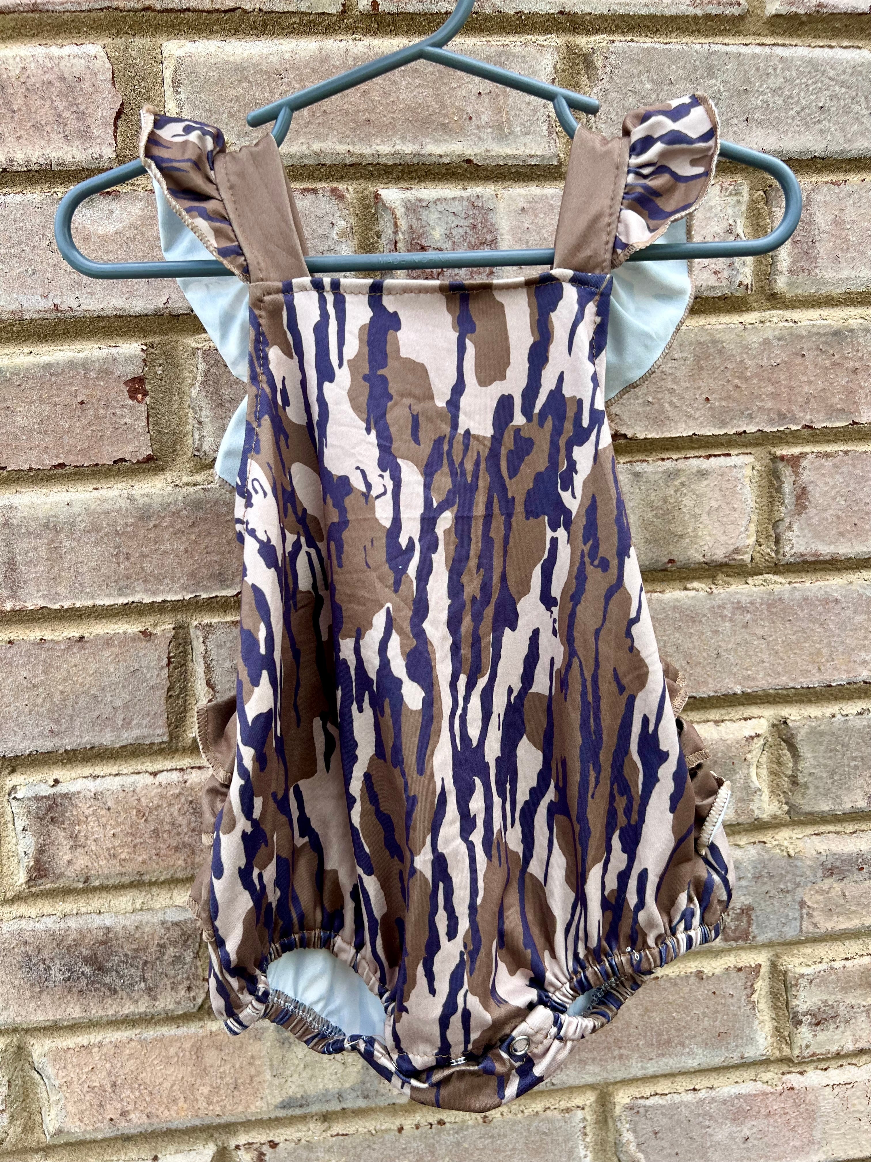 Dark Camo Ruffle Romper - Preorder