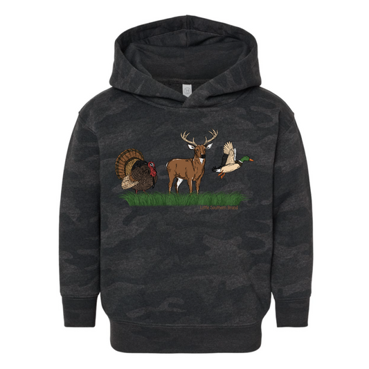 Duck, Turkey, Deer Storm Camo Hoodie