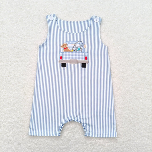 Embroidered Fishing Puppy Romper