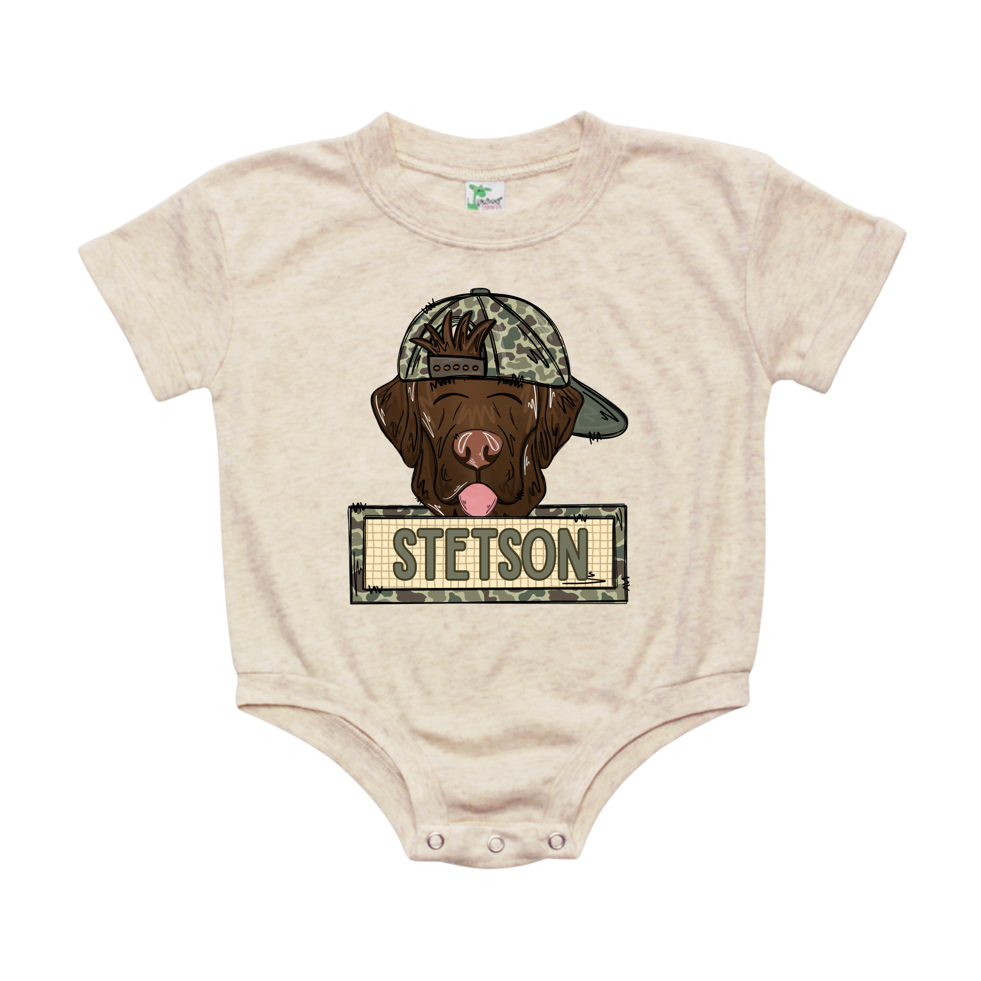 Chocolate Lab Camo Hat Name Plate Bubble - Custom